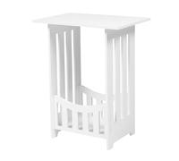 HIAKDOFT Table de Chevet Blanche Mini en Panneaux Composites PVC-Bois Petite Table D’Appoint Étagère Creuse Meuble Pratique pour Chambre Salon ou Bureau Surface Lisse et Résistante