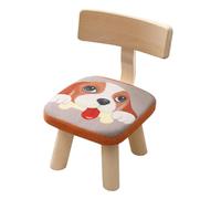 HIAKDOFT Tabouret pour Garçon et Filles à Dossier Motif Chien Chaise Antichute en Coton et Bois Petite Taille pour Tout-Petits Siège Stable pour Maison Crèche et Maternelle