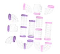HIAKDOFT Tunnel pour Hamster Soi-même en Plastique Robuste, Kit De 16 Tubes Transparents Rose Et Violet, Extension De Cage pour Animaux Curieux, Accessoires pour Petits Rongeurs
