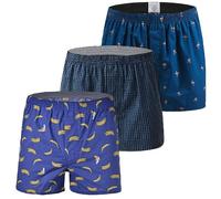 Hialegion Boxer en Jersey de Coton Short Homme Pantalon de Pyjama Imprimé Fun Coupe Ample Multicouleurs de 3 Pièces S-XL