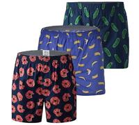 Hialegion Boxer en Jersey de Coton Short Homme Pantalon de Pyjama Imprimé Fun Coupe Ample Multicouleurs de 3 Pièces S-XL