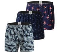 Hialegion Boxer en Jersey de Coton Short Homme Pantalon de Pyjama Imprimé Fun Coupe Ample Multicouleurs de 3 Pièces S-XL