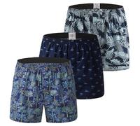 Hialegion Boxer en Jersey de Coton Short Homme Pantalon de Pyjama Imprimé Fun Coupe Ample Multicouleurs de 3 Pièces S-XL