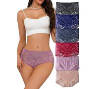 Hialegion Mutandine Donna in Pizzo a Vita Alta Sexy Con Stampa Bikini e Hipster Confezione da 6 Pezzi XL