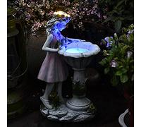 HIAME Figurine de décoration de jardin - Grande lampe solaire - Fée florale - Résine - Fille - Villa d'extérieur - Décoration cadeaux