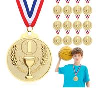 Hianjoo 12 Pièces Médaille d'or, Médailles Métal Diamètre 5 cm avec Collier pour Enfants Étudiants Compétition Récompenses pour des Sports Jeux
