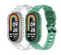 Hianjoo 2 Pièces Sangle Compatible pour Xiaomi Mi Band 9/8, Remplacement Sangle Accessoires en Silicone Blanc Vert