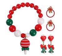 Hianjoo Ensemble de Bracelets de Noël, Fabrication Artisanale de Boucles D'oreilles de Noël, 1 Bracelet Guirlande + 2 Boucles D'oreilles + 2 Bandeaux pour Femmes (Style Bonbon)