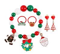 Hianjoo Ensemble de Bracelets de Noël, Fabrication Artisanale de Boucles D'oreilles de Noël, 1 Bracelet Guirlande + 2 Boucles D'oreilles + 2 Bandeaux pour Femmes (Style Guirlande)