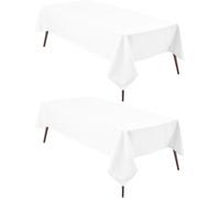 Hiasan Lot de 2 Nappes Blanche rectangulaire Anti-Taches Lavable, Nappe Exterieur Impermeable Jardin, pour Salle à Manger, Jardin, fête, Pique Nique, Anniversaire, Mariage ou Maison, 140x200cm Blanc