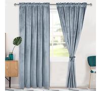 Hiasan Rideaux de fenêtre occultants en velours à isolation thermique unis et doux avec passe-tringle pour chambre à coucher et salon, 2 panneaux avec embrasses, 152,4 cm de large x 213,4 cm de long,