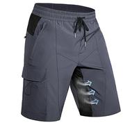 Hiauspor Pantalon de randonnée pour homme - Short de VTT - Léger - Séchage rapide - Avec 5 poches - Pour homme - Pour la randonnée, le plein air, le trekking, l'été, le travail et le sport, gris, XL