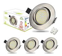 HiBay 4x Spots LED Encastrables Orientables 40°,Spot Extra Plat Blanc Neutre 3,5W Plafonnier Encastré Acier Inoxydable Brossé Pour Cuisine Salon Interieur