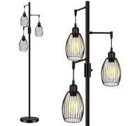 HiBay Lampadaire LED Noir Dimmable Industriel Style Marteau Météorique, 3x8W E27 Ampoule 800LM Moderne,Lampadaire sur Pied Salon Variateur 3 Ampoules Lampe sur Pied pour Salon, Chambre,Intérieur