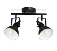 HiBay Lampe de Plafond LED Vintage avec Douille E27, Plafonnier 2 Spots en Métal Noir et Blanc, Applique Murale Intérieure pour Cuisine, Chambre à Coucher, Max. 60W (Sans Ampoule)