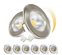 HiBay Lot de 8 10W Spot LED Encastrable Dimmable Extra Plat,3000K Blanc Chaud Éclairage Encastré COB,850LM 230V,Trou 65-85mm,Spot de Plafond Inox Pour Cuisine Chambre Salon