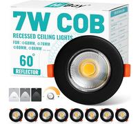 HiBay Lot de 8 Spot LED Encastrable Noir Dimmable Extra Plat,7W 230V Spots de Plafond Encastre,600LM 3000K Blanc Chaud Éclairage Encastré COB,Trou 65-85mm,Spot de Plafond Pour Cuisine Chambre Salon