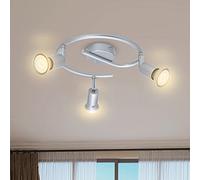 HiBay Plafonnier à 3 Ampoules Culot GU10 Argent Chrome Plafonnier LED Spot de Plafond Pivotant Moderne Pour Cuisine, Salon, Couloir, Chambre à Coucher - Ampoule Non Incluse