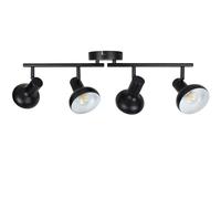 HiBay Plafonnier LED 4 Spots Orientable E14 Noir et Blanc Luminaire Plafonnier Industriel Vintage Métal pour Salon Chambre Cuisine Max.35 Watt(Sans Ampoule)