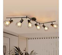 HiBay Plafonnier LED 6 Spots E27 Lampe de Plafond Vintage Pivotante à 350° pour Salon, Luminaire de Plafond pour Chambre à Coucher, Couloir, Max. 60W (Sans Ampoule)