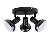 HiBay Plafonnier LED Orientable 3 Spots Noir et Blanc E14 en Industriel Éclairage de plafond Vintage Métal pour Salon Chambre Cuisine Max.35W(Sans Ampoule)