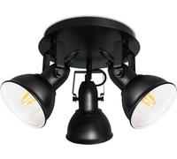HiBay Plafonnier LED Vintage Noir et Blanc E27 3 Spots en Métal Pivotants Lampe de Plafond pour Couloir, Salon, Chambre à Coucher Max. 60W (Sans Ampoule)