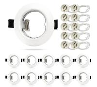 HiBay Projecteurs Spot Encastrable GU10 Blanc,10x Cadre De Montage Spot Encastrable 65-68mm Avec Douille GU10,Cadres pour Ampoules LED,MR16 ou Halogènes 220V-240V