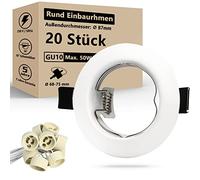 HiBay Projecteurs Spot Encastrable GU10 Blanc,20x Cadre De Montage Spot Encastrable 65-68mm Avec Douille GU10,Cadres pour Ampoules LED,MR16 ou Halogènes 220V-240V