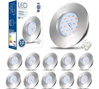 HiBay Spot LED Encastrable Extra plat 5W,10x Spot Salle de Bain IP44,Blanc Chaud 3000K,Trou 60-68mm,Led Plafond Inox Brossé 220V 500lm pour Cuisine Salon
