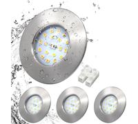 HiBay Spot LED Encastrable Extra plat 5W,4x Spot Salle de Bain IP44,Blanc Neutre 4500K,Trou 60-68mm,Plafonnier Encastré Inox Brossé 220V 500lm pour Cuisine Salon