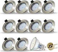 HiBay Spot LED Encastrable GU10,10x 5W Blanc Chaud 3000K,Plafonnier Encastré Inox Trou 68mm 220V,Avec 4 Cadre Spot encastrable, Ampoules douille gu10