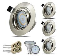 HiBay Spot LED Encastrable GU10,4x 5W Blanc Chaud 3000K Orientable 30°,Plafonnier Encastré Inox Trou 68mm 220V,Avec 4 Cadre Spot encastrable,Ampoules douille gu10