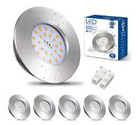 HiBay Spot Led Encastrable Salle de Bain 7W,6x Spot Extra Plat IP44 Étanche,Blanc Chaud 3000K,Trou 60-68mm,Éclairage encastré Inox Brossé 220V 850lm Pour Cuisine Salon