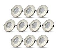 HiBay Spot LED Encastrable Salle de Bain GU10,10x 5W Blanc Neutre 4500K Trou 60-68mm,Plafonnier Encastré COB Inox 220V,Avec 4 Cadre Spot encastrable,Ampoules douille gu10