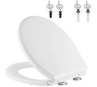 Hibbent Abattant WC rond de qualité supérieure avec housse (ovale) à fermeture silencieuse, en un clic pour libération rapide, installation facile, anti-glissement, siège de toilette et housse à