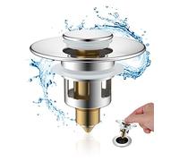 Hibbent Bonde Lavabo Universel Pop-Up, Bouchon Lavabo Salle de Bain, Bouchon Evier Cuisine (25-46mm), Filtre de Vidange Anti-Bloqué et Anti-Clogging,Flitre Cheveux Anti-Odeur pour Trous de Drainage