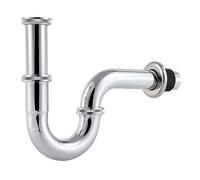 Hibbent Siphon en Acier Inoxydable pour Lavabo, Universel 1-1/4" Tuyau D'évacuation Réglable，Lavabo Siphon Tubulaire-Chrome