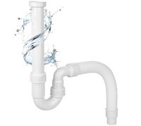 Hibbent Siphon Evier Cuisine,Raccord Universel G 1 1/2",Evacuation Evier, Tuyau Flexible Plomberie, Siphon à Tube Flexible