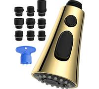 Hibbent Tête de pulvérisation de rechange pour robinet de cuisine, buse de | Buse d'évier de cuisine certifiée NSF/ANSI/CAN 61/372, 3 modes, 15 adaptateurs, compatible avec Moen, Delta, Kohler