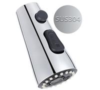 Hibbent Tête de robinet de cuisine de remplacement, Pull Down tête de pulvérisation de cuisine avec 15 adaptateurs, 3-fonctions de cuisine buse de pulvérisation (G1/2)-argent