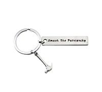 Hibetek Porte-clés féministe Smash The Patriarchy - Cadeau pour femme - Cadeau pour femme et fille - Smash le patriarcat - Taille unique, taille unique, Acier inoxydable, Zircon cubique