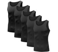 HIBETY Lot de 3 ou 5 débardeurs de compression sans manches pour homme, couche de base, débardeur de compression au frais et au sec, débardeurs de gym musculaire