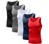 HIBETY Lot de 3 ou 5 débardeurs de compression sans manches pour homme, couche de base, débardeur de compression au frais et au sec, débardeurs de gym musculaire