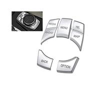 HIBEYO Autocollant de protection pour boutons multimédia de voiture Convient pour BMW Série 1,2,3,4,5,7,Xer Pour décoration de cadre Autocollant iDrive Knob Trim - Revêtement intérieur 7 touches