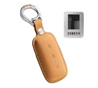 HIBEYO Boîtier de clé de voiture - Convient pour Geely EX5 Galaxy E5 Proton e.Mas 7 2025 2024 - 3 boutons - En cuir - Étui de protection pour clé - Accessoire - Kaki