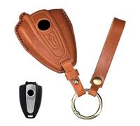 HIBEYO Coque de clé de moto compatible avec BMW R18 R18B R18TC Classique 100 ans Transcontinental Roctane Pelleteuse Étui en cuir Porte-clés Étui de protection Porte-clés Accessoires - Marron