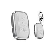 HIBEYO Coque de clé de Voiture adapté pour Land Rover Freelander2 Range Rover Sport Evoque Discovery für Jaguar XF XJL XE V12 Accessoire clé de Voiture Intelligente Coque Alliage d'aluminium-Blanche