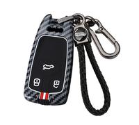 HIBEYO Coque de clé de voiture compatible avec Audi Q2 Q3 Q5 Q7 Q8 A4 S4 A5 S5 A6 A7 A8 A4L TT TFSI trousseau de clés accessoires en fibre de carbone motif coque de clé rigide boîtier de clé