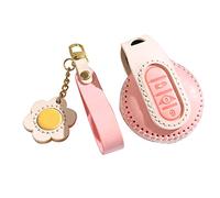 HIBEYO Coque de e Voiture Compatible avec BMW Mini clés en Cuir de Cire de Brouillard pour Mini F54 F55 F56 F57 F60 Cooper S Clubman Cabrio Countryman Télécommande Accessoires 3 Boutons Rose