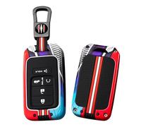 HIBEYO Coque de clé de voiture compatible avec Honda Vezel City Civic Jazz BRV BR-V HRV Accord Pilot Ridgeline Odyssey Crider Télécommande Étui de protection pour clé C Rouge